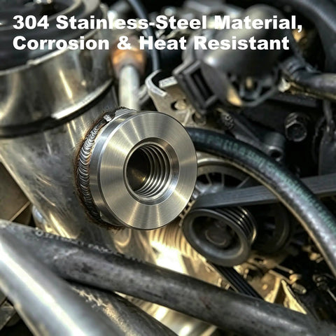 4 Pack Half Inch NPT Weld On Female Bung Fitting Badass 304 Stainless Steel Auto Fuel Tank Adapter mounted on engine piping.