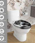 Toilet Seat Cover Elongated White Resin Bathroom Decor with a dog design on a toilet in a modern bathroom setting.