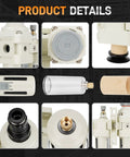 Close-up details of 3/8 Inch NPT FRL Air Filter Regulator Lubricator Unit with Semi Auto Drain and Pressure Gauge