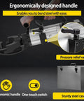 Ergonomic handle of MXJCKSOQ Electric Hydraulic Rebar Bender for easy steel bending, showcasing pressure relief valve and sturdy steel case.
