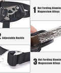 Foot Ascender Gear For Climbing And Rappelling Lightweight Aluminum Alloy With Left Black Handle and adjustable buckle.