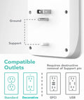 Back view showing mounting details of the Three-Outlet Wall Mount Surge Protector With 900 Joules, Four USB Ports, ETL Certified