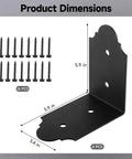 Heavy Duty 5.9 Inch L Steel Corner Brackets, 4 Pack With Screws, showing dimensions, 16 screws included for sturdy builds.