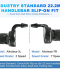 Revoshift 3x7 Speed Shifter Set with 22.2mm handlebar fit, non-slip grips, 3-speed left and 7-speed right levers