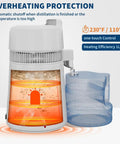 Top Notch Countertop Water Distiller With Rock Solid 900 Watt Heating Coil And Generous 1.6 Gallon Glass Pitcher, showing boiling water.
