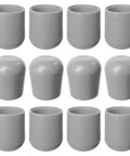 Gray 7/8 Inch Folding Chair Leg Caps 12 Pack Built Tough Heavy Duty Nylon Non Marring Floor Protectors For Metal And Padded Folding Chairs 1 1/4 Inch Tall 1 Inch Outer Diameter