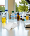 Top Shelf Lint Free Cleaning Wipes Heavy Duty Oil Absorbing Cloths For Sensitive Electronics And Cleanroom Gear 6 Inch disposable wipes on lab table.