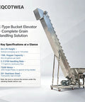 Premium Stainless Steel Z Type Bucket Elevator Featuring Spacious 150 Liter Hopper And Rock Solid Three Meter Vertical Lift Running Your Granule Load Smooth As Butter, showcasing specifications.