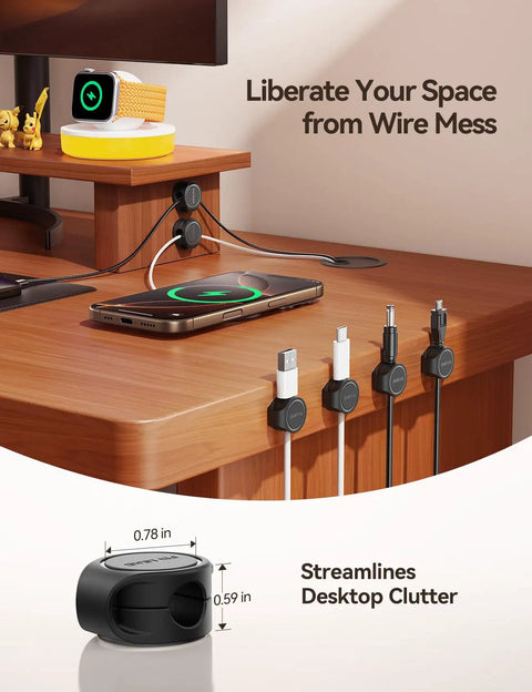 8 Pack Silicone Magnetic Cable Clips For Under Desk Cable Management And Adhesive Wire Hider Tangle Free Desk Organizer