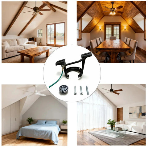 Heavy Duty Cast Aluminum Vaulted Fan Adapter For Sloped Ceilings Up To 45 Degrees Installs Easy Mounting Bracket with room views