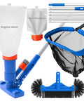 Spa Jet Vacuum Pool Cleaning Kit With 8 Foot Adjustable Pole, Leaf Rake Net And Round Brush For Inflatable And Above Ground Pools, Hook Up To Garden Hose For Serious Suction, No Electricity Needed, with mesh bags and brush heads