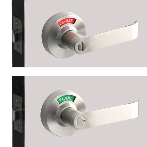 Twin Pack Bathroom Privacy Lever Lock With Large Vacant Or In Use Indicator For Men And Women Restrooms, ANSI Grade 2 Commercial.