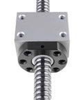 Close-up of SFU1204 Ball Screw Kit with ball nut housing for milling machines, showing threaded screw and precise engineering.