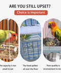 Hassle Free Automatic Bird Feeder With No Mess Clear Acrylic Bowl And Smooth Cage Mount For Parrots Canaries Cockatoos No Sweat Setup Foraging Snack Station 2 Pack with birds near messy feeders.