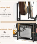 Bikoney Multi-Functional Record Player Stand And Guitar Rack For Acoustic Electric Bass With Amp Shelf. Guitar stand for multiple instruments.