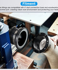 Heavy Duty 4 Inch Magnetic Dust Collection Fittings For Shop Vacuums And Woodworking Shops showing hose attachment to machine port.