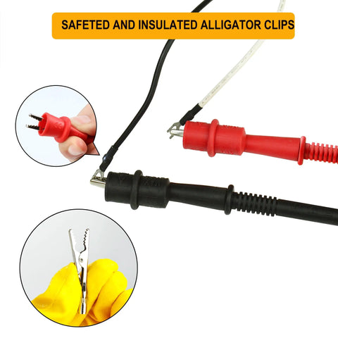Test Lead Set 14 For Multimeters And Clamp Meters With Red And BlackThreaded Alligator Clips And 4Mm Banana Probes