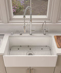 Protective Sink Grid For GR533 And AB532 AB533 Stainless Steel in kitchen sink with faucet and cutting board, 304 grade.