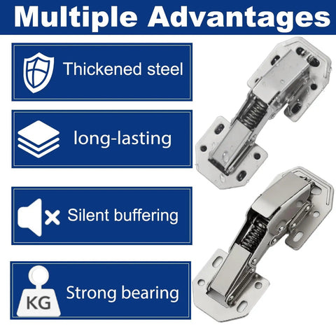 2 Pack Soft Close Cabinet Hinges No Pre Drilled Surface Mount Kitchen Hinges for Cabinet Doors with Screws No Fuss Install