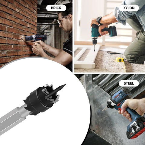 Double Sided Spot Weld Cutter Set Three Eighths Inch HSS Remover Bits used on brick, xylon, and steel with power drills.