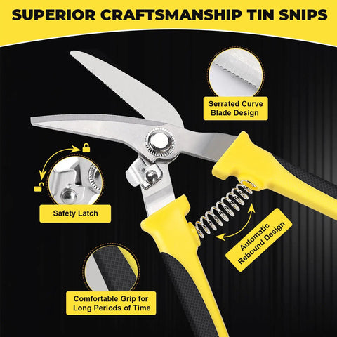 Heavy Duty Tin Snips For Cutting Metal Sheet 8 Inch Straight Cut Aviation Tin Snips With Sharp Stainless Steel Blades Pro Grade