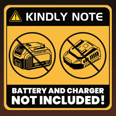 Notice sign showing Cordless Jigsaw With Brushless Motor, Barrel Grip, 7 Speed, 3 Orbital Settings, battery not included