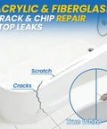 Bathtub with visible cracks and scratches showing repair capabilities using Pro Grade Tub And Sink Repair Kit White For Acrylic Enamel Fiberglass Surfaces Easy Like New Fix For Chips Cracks Scratches And Holes In Bathtubs Showers Sinks Toilets And Ceramic Tiles