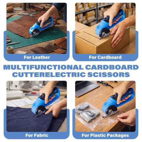 Kickass Cordless Electric Scissors With Glow Led Light Rechargeable Rotary Box Cutter For Thick Cardboard Fabric fast cutting leather and cardboard.