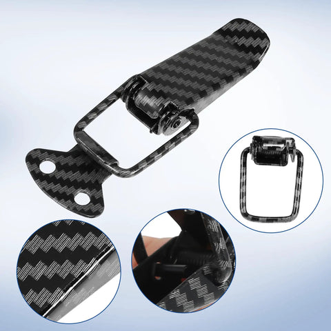Universal Car Bumper Security Hook Lock Clips Kit Quick Release Hook Clips for Trunk and Bumpers Fenders Carbon Fiber Pattern 80x28mm 2pcs