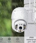 1080P Pan Tilt Outdoor Security Camera With Two Way Audio, 355 Degree Horizontal And 90 Degree Vertical Rotation, mounted on wall