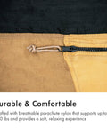 Close-up of zipper detail on Suparpine Camping Hammock With Straps Included Sand Color Single Size Lightweight Portable Gear