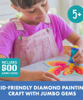 Child using popper tool with Mess Free Diamond Painting Kit For Kids Ages 4-8, Gem Art Craft Set With Popper Tool.