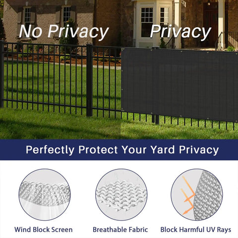 Privacy Fence Screen 4x50 for yard and pool area heavy duty windblock mesh shade cloth with brass grommets installed on fence