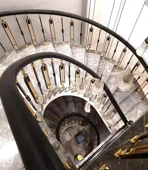 Built Tough Aluminum Stair Spindles With 270 Degree Pivot Brackets For Deck Or Patio DIY Railings Plus Ten Flexible Baluster Posts in spiral staircase.