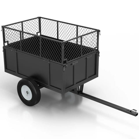 Rugged Heavy Duty Utility Trailer With 750 Lbs Capacity For ATVs And UTVs, 17 Cu Ft Bed, Removable Sides, All Terrain Tires