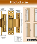 Four Point Five Inch Concealed Door Hinges For Invisible And Folding Doors featuring size measurements and installation details.