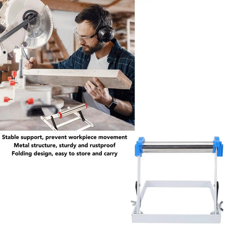 Heavy Duty Steel Material Roller Stand For Table Saw And Miter Saw, Tough As Nails Foldable Workpiece Support Extender Grips Tight Stops Sliding Keeps Long Boards Rock Solid Up To 107 Pounds Capacity