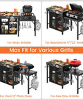 Portable Grill Table For Blackstone Griddle And Ninja Fits Foldable Prep Table With Storage Outdoor Camping Patio Picnic Bbq Stand No Tools Needed Instant Setup Stable Heavy Duty Table For On The Go Cooking