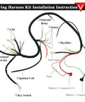 GY6 Full Electric Wiring Harness Kit Plug And Play With CDI Coil And Solenoid for 125cc to 250cc ATVs and scooters, labeled diagram.