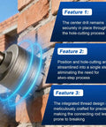 Luney 20-piece concrete hole saw kit, front view of drill cutting brick wall; includes 30-110 mm core bits.
