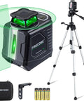 360 Degree Self Leveling Laser Level With Tripod And Pulse Mode Green Beam Pro Grade Accuracy 3 Brightness Levels