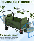 Heavy Duty Folding Wagon 2 In 1 Collapsible Cart Transforming Into Beach Chair With 650 Lb Capacity adjustable handle demonstration