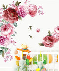 3D Peony Flower Wall Decals Peel And Stick Removable Wall Art for Kids Room showing vibrant pink peonies above crib