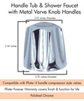 Verve 3 Piece Replacement Handle Set For Price Pfister Tub And Shower Systems Hot Cold And Diverter 12 Point Broach Knob
