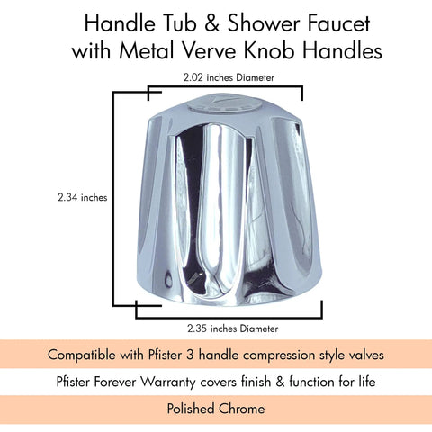 Verve 3 Piece Replacement Handle Set For Price Pfister Tub And Shower Systems Hot Cold And Diverter 12 Point Broach Knob