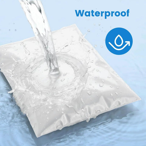 Water pouring on Heavy Duty 19x24 Inch Poly Mailers 500 Pack Bulk Shipping Envelopes for Clothes demonstrating waterproof feature