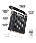 Revolution Toastie Press Fits Any Toaster for Grilled Cheese Quesadillas and Paninis, 5"x5"x1", with silicone grips and magnetic closure.