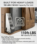 Heavy Duty Sliding Door Vertical Track Rollers Rock Solid Alloy Steel Design detailed view with rubber caster, shows 110 lbs capacity.