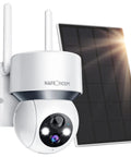 Solar Wireless Outdoor Security Camera With PTZ Control And Motion Detection, Built In Siren, 1080P Battery Powered Surveillance