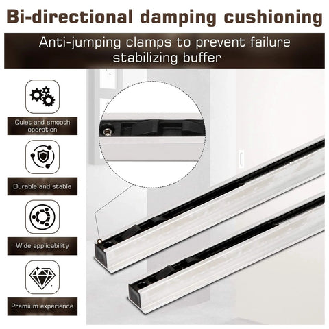 Bi-directional damping cushioning for Concealed Sliding Barn Door Hardware Kit With Soft Close For 40 To 44 Inch Passage Opening Hidden Sliding Door Hardware Floating Wall Mounted No Door Included Easy Install With Clear English Guide And Simple Drawings For Quick Setup